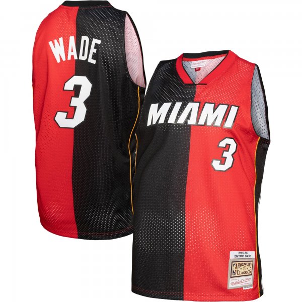 Men's Miami Heat Mitchell & Ness Black/Red Big & Tall Hardwood Classics 2005/06 Split Swingman Jersey