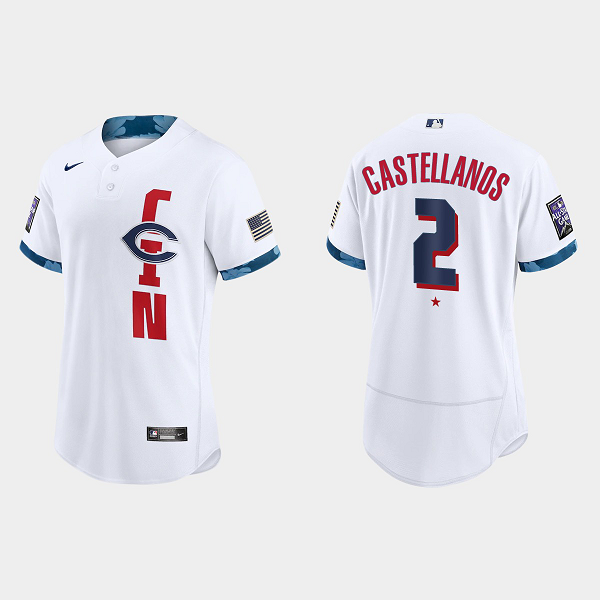 Men's Cincinnati Reds #2 Nick Castellanos White 2021 MLB All-Star Game Jersey