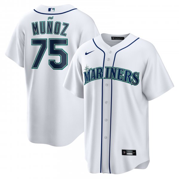 Men's Seattle Mariners AndrÃÂ©s Mu?oz Nike White Home  Replica Player Jersey