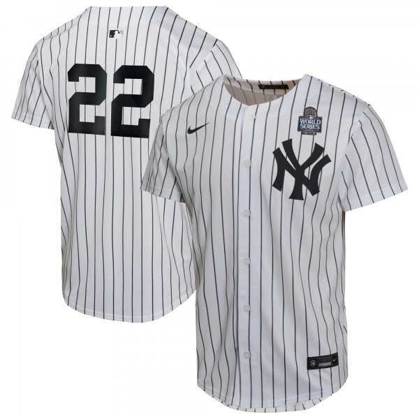 Youth #22 New York Yankees Juan Soto Nike White 2024 World Series Home Game Player Jersey