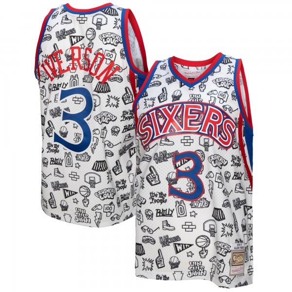 Men's Philadelphia 76ers Allen Iverson Mitchell & Ness White 1996/97 Swingman Jersey