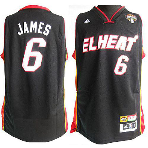 Latin Nights Men's Miami Heat #6 LeBron James Black Stitched NBA Jersey