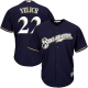 Milwaukee Brewers #22 Christian Yelich Navy blue Cool Base Stitched Youth MLB Jersey