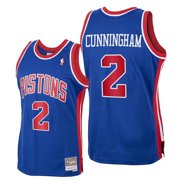 Men's Detroit Pistons #2 Cade Cunningham 2021 NBA Draft No.1 Hardwood Classics Blue Jersey