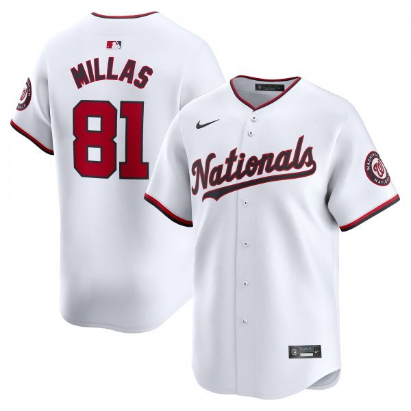 Men's Washington Nationals Drew Millas Nike White Home Limited Player Jersey