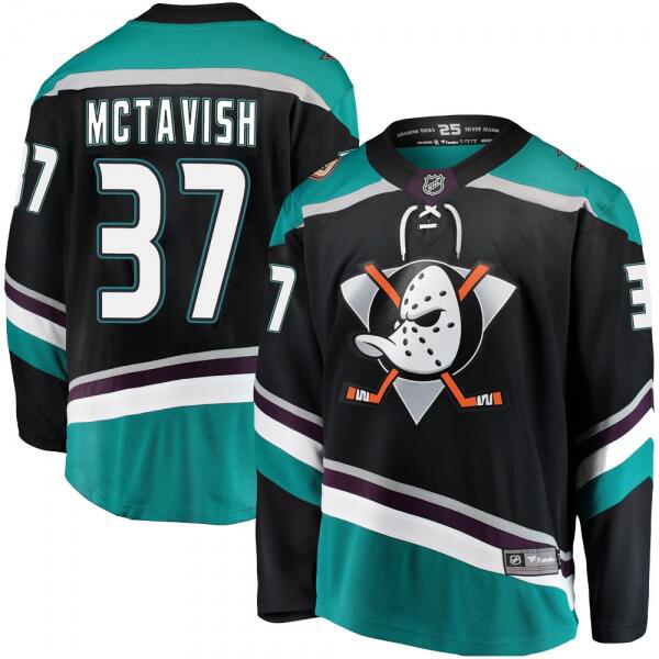 Men's Anaheim Ducks #37 Mason McTavish Breakaway Black Fanatics Branded Alternate NHL Jersey