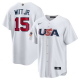 Men's Kansas City Royals #15 Bobby Witt Jr. White 2023 World Baseball Classic USA Jersey