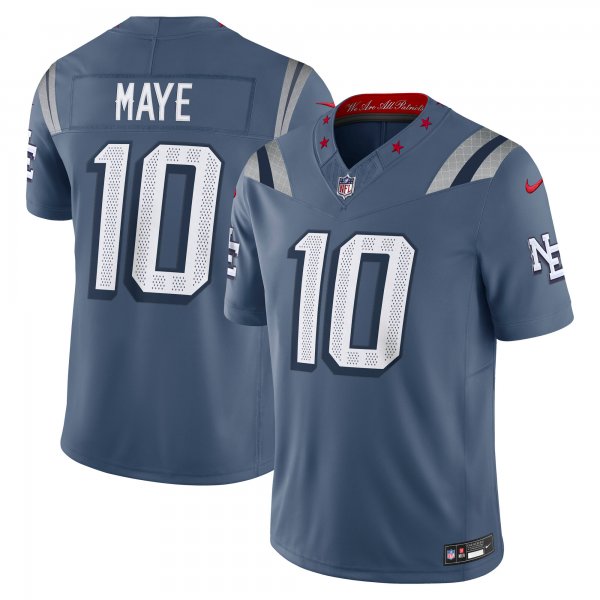 Men's #10 Drake Maye New England Patriots Nike 2025 Rivalries Collection Limited Storm Blue Jersey