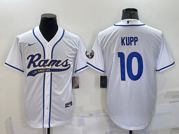 Men's Los Angeles Rams #10 Cooper Kupp White Stitched Baseball Cool Base Jersey