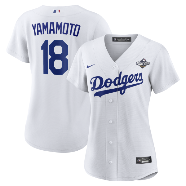 Women's Los Angeles Dodgers #18 Yoshinobu Yamamoto Nike White 2025 World Series Home Player Jersey