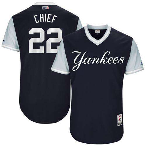 New York Yankees #22 Jacoby Ellsbury Navy "Chief" Players Weekend Stitched MLB Jersey