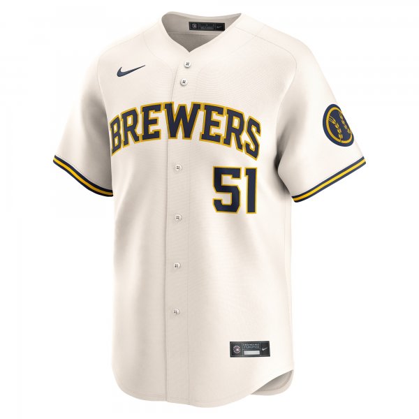 Men's Milwaukee Brewers Freddy Peralta Nike Cream Home Limited Player Jersey