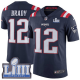 Nike New England Patriots #12 Tom Brady Navy Blue Super Bowl LIII Bound Men's Stitched NFL Limited Rush Jersey