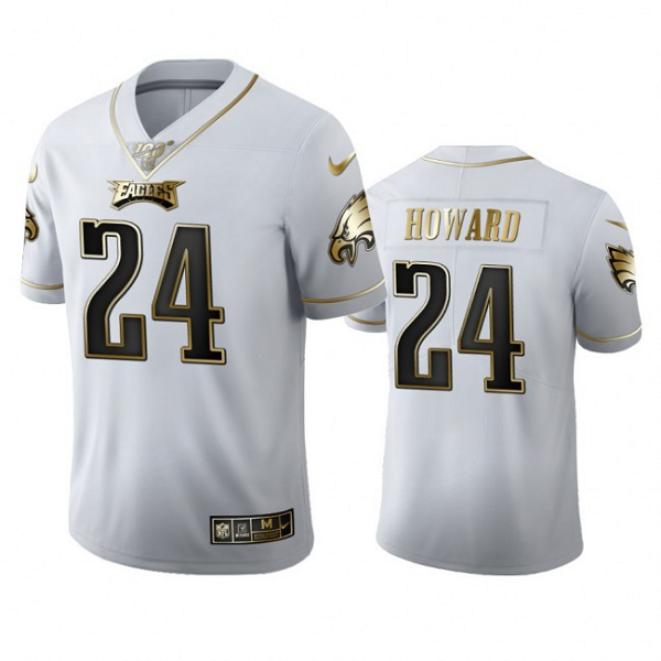 Philadelphia Eagles #24 Jordan Howard Men's Nike White Golden Edition Vapor Limited NFL 100 Jersey