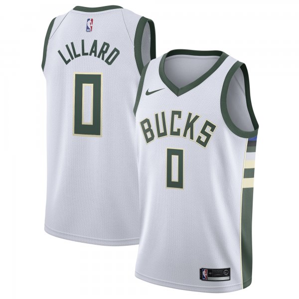 Unisex Milwaukee Bucks Damian Lillard Nike White  Swingman Player Jersey - Association Edition