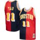 Men's Houston Rockets Yao Ming Mitchell & Ness Navy/Red Hardwood Classics 2004/05 Split Swingman Jersey