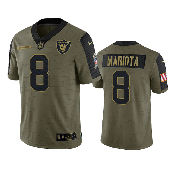 Las Vegas Raiders Marcus Mariota Olive 2021 Salute To Service Men's Limited NFL Jersey