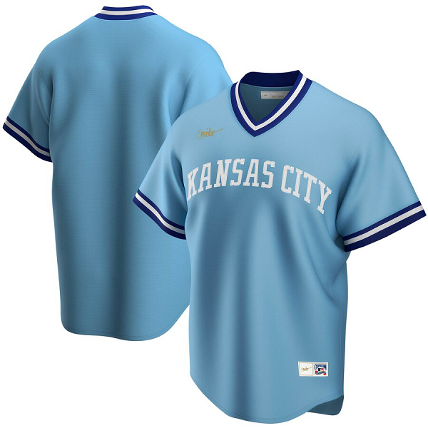 Men's NIKE Kansas City Royals Blank Road Cooperstown Collection Team Light Blue MLB Jersey