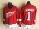 Men's Detroit Red Wings #1 Sawchuk Red Throwback NHL Jersey