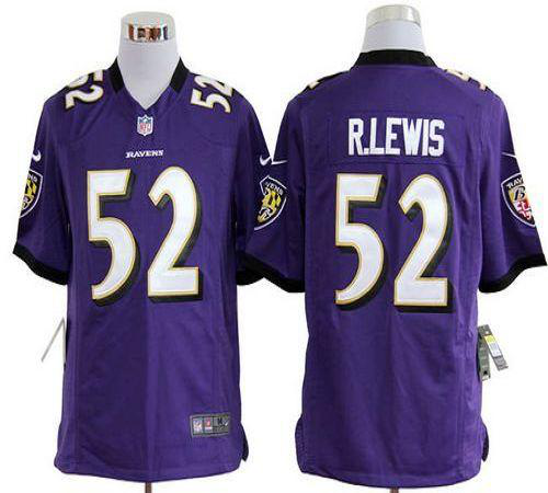 Nike Baltimore Ravens #52 Ray Lewis Purple Team Color Men's Stitched NFL Game Jersey