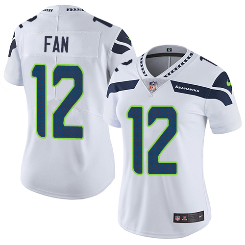 Nike Seattle Seahawks #12 Fan White Women's Stitched NFL Vapor Untouchable Limited Jersey