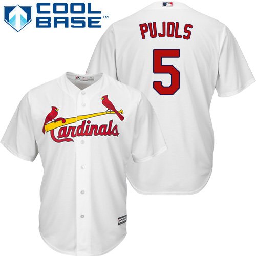 St. Louis Cardinals #5 Albert Pujols White Cool Base Stitched Youth MLB Jersey