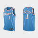 Men's Los Angeles Clippers #1 Reggie Jackson 75th Anniversary Blue City NBA Jersey