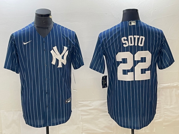 Men's Nike New York Yankees Jersey #22 Juan Soto Blue Jersey