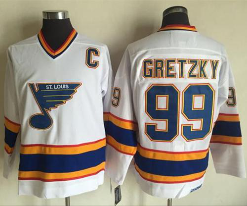 St. Louis Blues #99 Wayne Gretzky White/Yellow CCM Throwback Stitched NHL Jersey