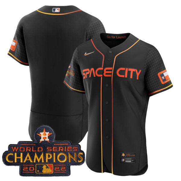 Men's Houston Astros 2023 Space City Champions Flex Base Blank Black Jersey