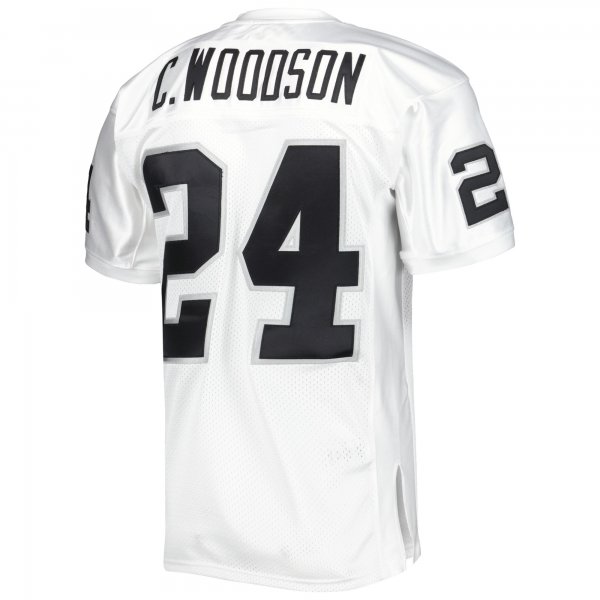 Men's Las Vegas Raiders 2002 Charles Woodson Mitchell & Ness White Throwback Retired Player Jersey