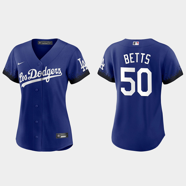 Women Los Angeles Dodgers Mookie Betts Royal 2021 City Connect Replica Jersey