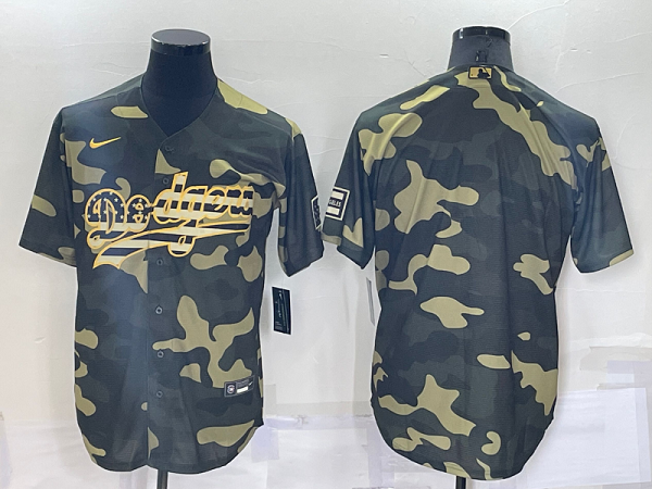 Men's Los Angeles Dodgers Blank Camo 2022 Armed Forces Day MLB Jersey