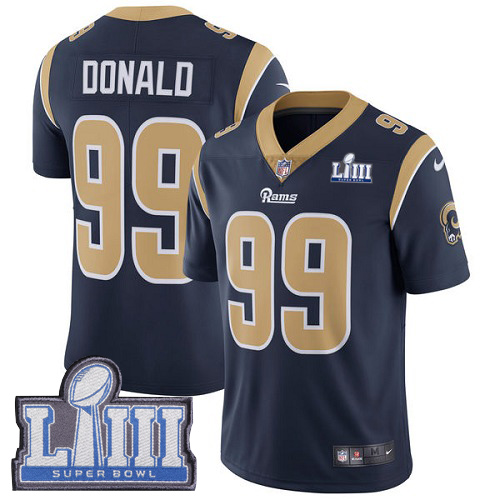 Nike Los Angeles Rams #99 Aaron Donald Navy Blue Team Color Super Bowl LIII Bound Men's Stitched NFL Vapor Untouchable Limited Jersey