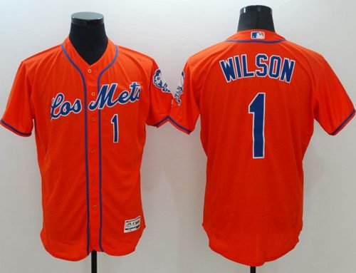 New York Mets #1 Mookie Wilson Orange Flexbase Collection Los New York Mets Stitched MLB Jersey