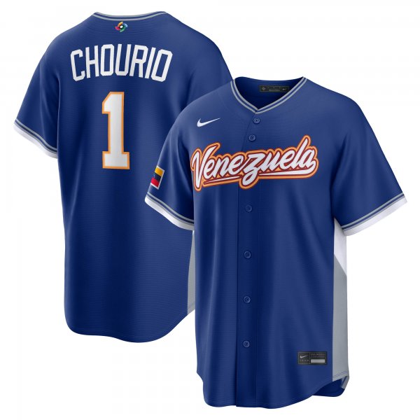 Men's Venezuela Baseball Jackson Chourio Nike Royal 2026 World Baseball Classic Road Stadium Jersey