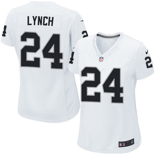 Nike Las Vegas Raiders #24 Marshawn Lynch White Game Women's Jersey