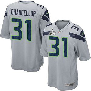 Seattle Seahawks Super Bowl XLVIII #31 Men's Kam Chancellor Game Alternate Grey Jersey