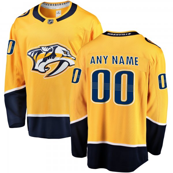 Men's Nashville Predators Fanatics Gold Home Breakaway Custom Jersey