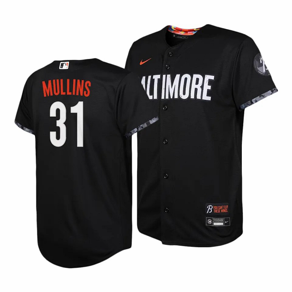 Youth Baltimore Orioles #31 Cedric Mullins 2023 City Connect Cool Base Jersey Black