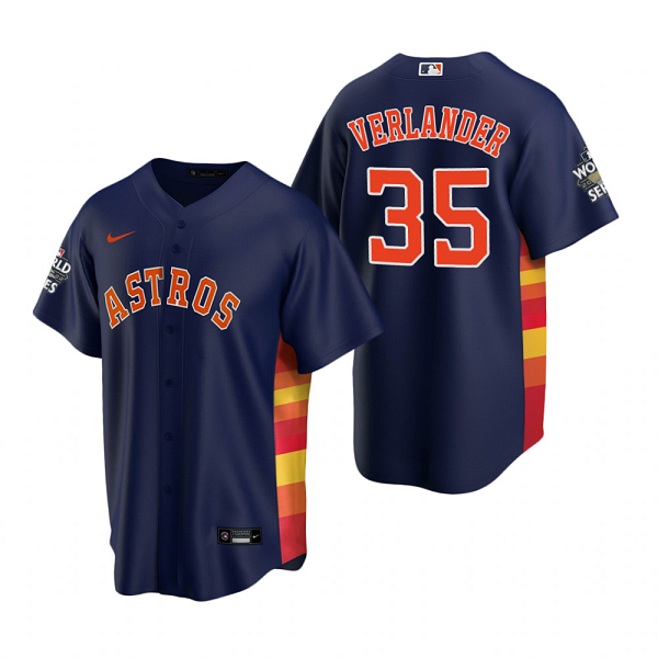 Men's Houston Astros Justin Verlander Navy 2022 World Series Cool Base Jersey