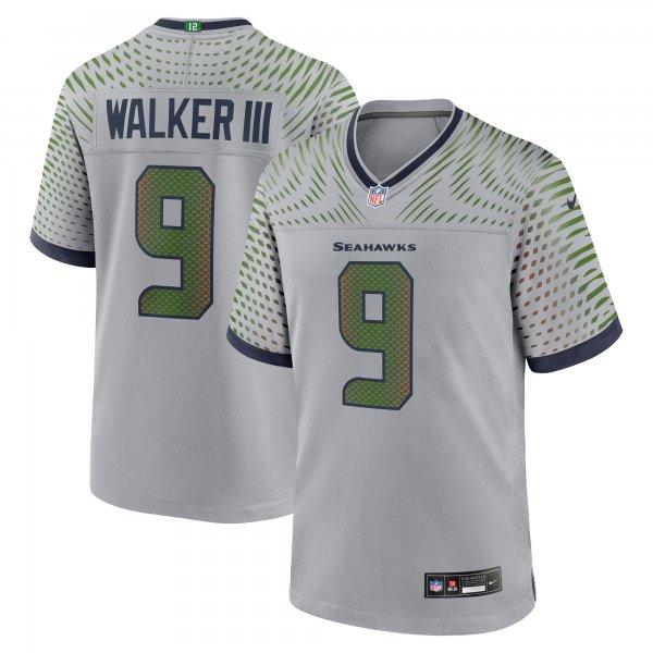 Men's #9 Kenneth Walker III Seattle Seahawks Nike 2025 Rivalries Collection Game Wolf Gray Jersey