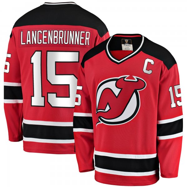 Men's New Jersey Devils Jamie Langenbrunner Fanatics Red Premier Breakaway Retired Player Jersey