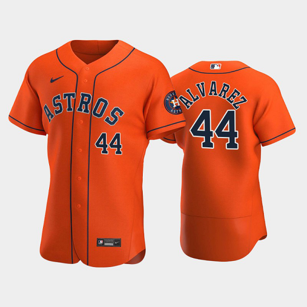 Men's Houston Astros #44 Yordan Alvarez 2020 Alternate Orange Flex Base MLB Jersey