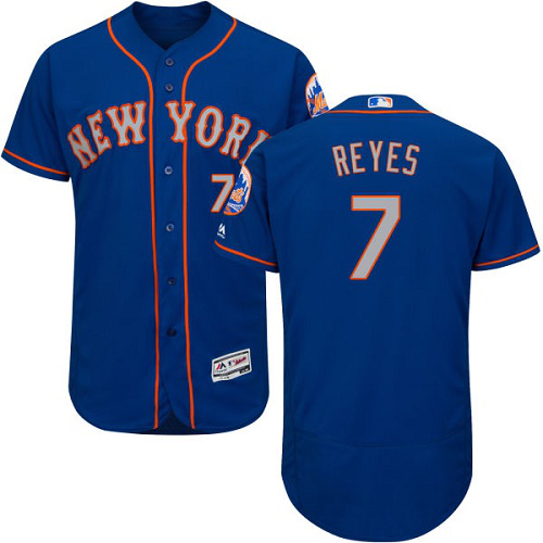 New York Mets #7 Jose Reyes Blue(Grey NO.) Flexbase Collection Stitched MLB Jersey