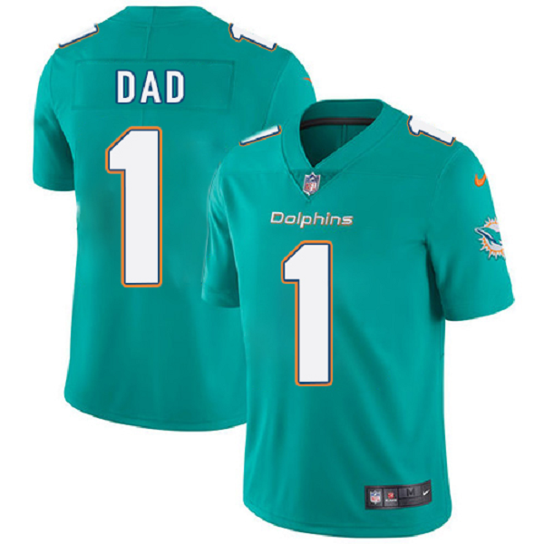 Men's Nike Miami Dolphins #1 Dad Aqua Green Team Color Vapor Untouchable Limited Player NFL Jersey