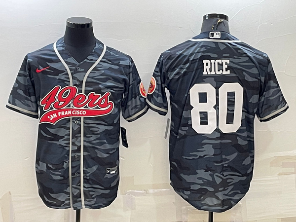 Men's San Francisco 49ers #80 Jerry Rice Camouflage Stitched Baseball Cool Base Jersey