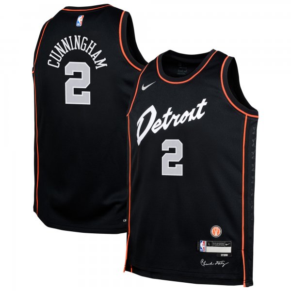 Youth Detroit Pistons Cade Cunningham Nike Black  Swingman Replica Jersey - City Edition