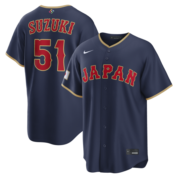 Men's Japan Baseball Seiya Suzuki Nike Navy 2026 World Baseball Classic Road Stadium Jersey