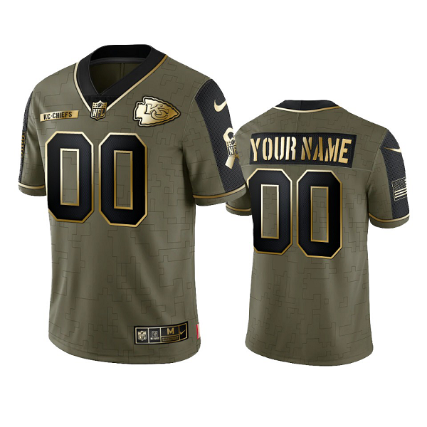 Kansas City Chiefs Custom Olive Gold 2021 Salute To Service Men's Limited NFL Jersey